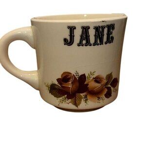 Vintage Ceramic Mug With Floral Design & "Jane" Text